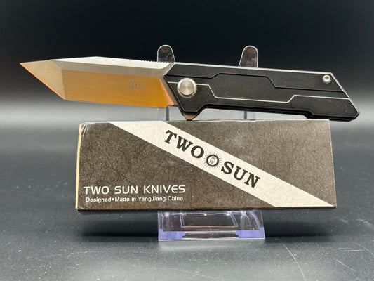TWOSUN TS38-M390 FOLDING POCKET KNIFE TC4 TI ALLOY HANDLE PLAIN M390 BLADE