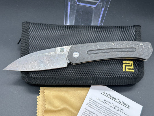 Artisan Cutlery Centauri Frame Lock knife Carbon Fiber (3.5 Damascus)