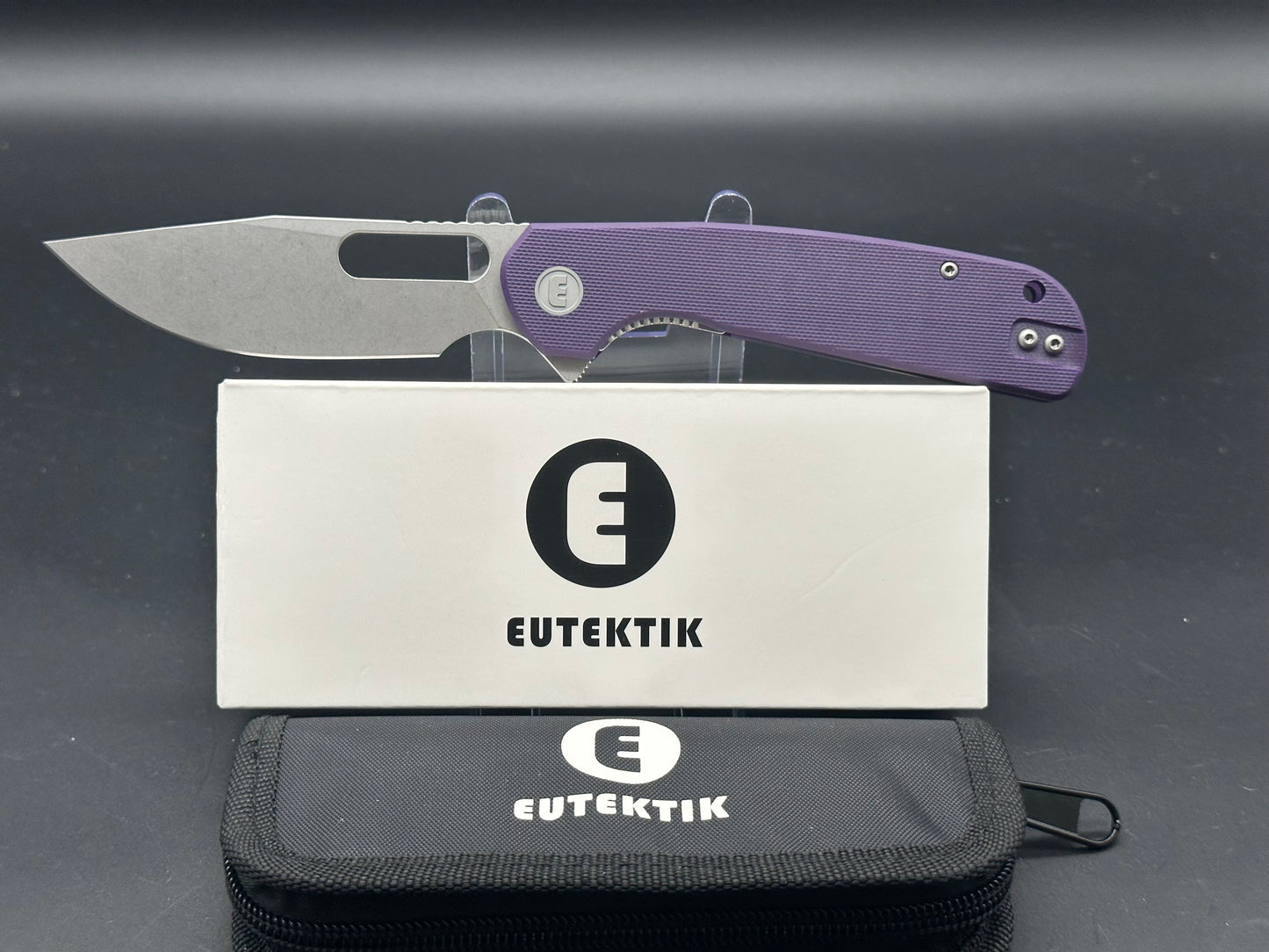Eutektik Trinity Purple G10 - New in box from Eutektik knives plus LTK Koozie/Patch & Sticker w/each knife